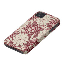 burgundy creme floral lattice damask iPhone 4 cover