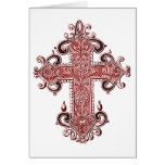 Burgundy Cross Vintage Art Fully Customizable Card