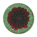 Burgundy Dahlia on Green Swirls magnets by JuJuGarden Burgundy Dahlia on Green Swirls magnets
