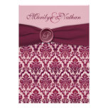 Burgundy Damask Monogrammed Wedding Invitation