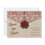 Burgundy Damask Save the Date invitations