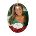 Burgundy elegant pattern graduation photo ornament ornament
