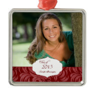 Burgundy elegant pattern graduation photo ornament ornament