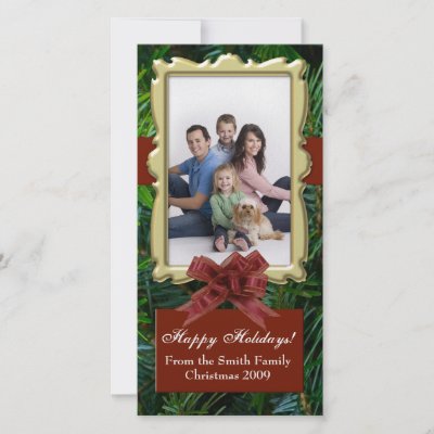 Burgundy Fir Tree Traditional Photo Cards