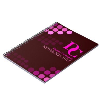 Burgundy Funk + Pink Dots Monogram Notebook notebook
