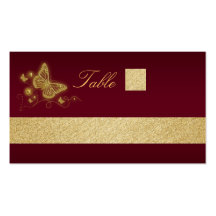 Burgundy gold butterfly placement cards business card template