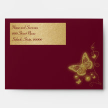 Burgundy gold butterfly wedding #2 envelopes