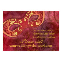 Burgundy Gold Masquerade Wedding Website Card business cards
