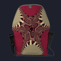 Burgundy+Gold Modern Batik Pattern rickshaw messenger bags
