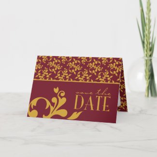 Burgundy & Gold Save The Date Card Custom For Giti card