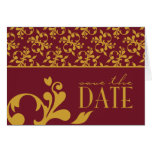 Burgundy & Gold Save The Date Card Custom For Giti
