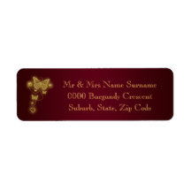 Burgundy gold wedding return address return address labels