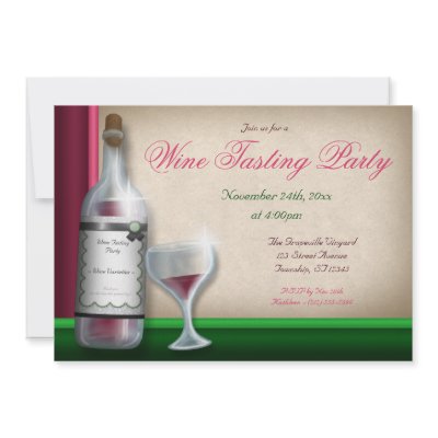 Burgundy & Green - Wine Tasting Invitations by starzraven