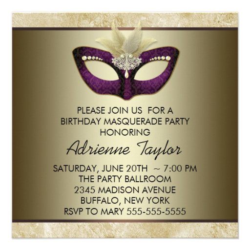 Burgundy Ivory Pearl Masquerade Party Custom Invitations