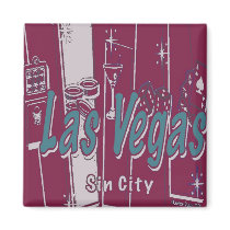Burgundy Las Vegas Retro magnets by Incatneato Burgundy Las Vegas Retro magnets