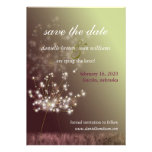 Burgundy, Light Green Dandelion Save the Date Card