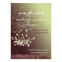 Burgundy, Light Green Dandelion Save the Date Card