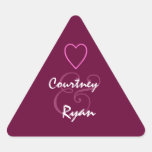 BURGUNDY   Monogram Wedding Triangle Sticker