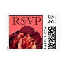 Burgundy Peony RSVP Postage
