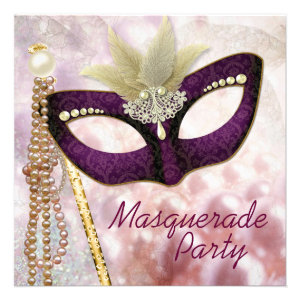 Burgundy Pink Masquerade Party Invitations
