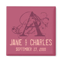 Burgundy & Pink Monogram • Save the Date Magnet by CSWedding Burgundy & Pink Monogram • Save the Date Magnet