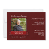 Burgundy Pinstripe Banner Memorial Notice invitation