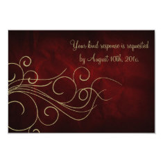Burgundy Red Gold Elegant Wedding RSVP Custom Invites