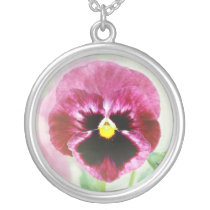 Burgundy Red Pansy Flower necklaces