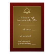 Burgundy Red Star of David Bar Mitzvah RSVP invitations