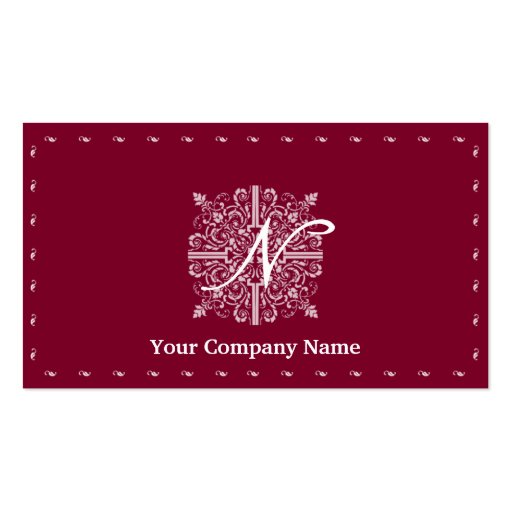 Burgundy Red Vintage Monogram Business Business Card Template