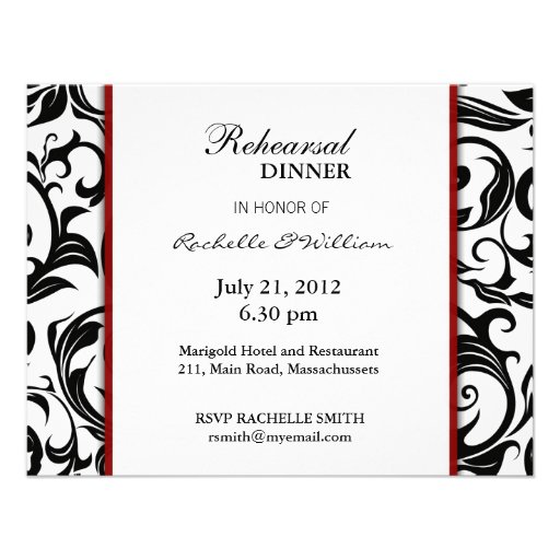 Burgundy Rehearsal Dinner Card Personalized Announcements