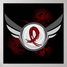 Burgundy Ribbon And Wings Multiple Myeloma Posters