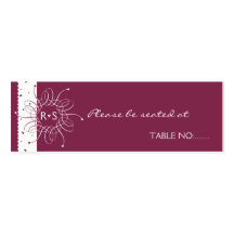 Burgundy Romantic Rosette Wedding Party Place Card Business Card