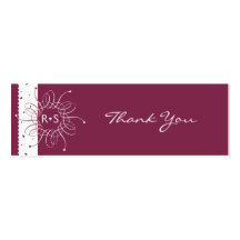 Burgundy Romantic Rosette Wedding Party Thank You Business Cards