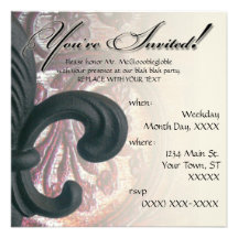 burgundy/ sand "iron fleur de lis" square invitation