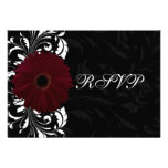 Burgundy Scroll Gerbera Daisy w/Black RSVP Invite