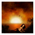 Burgundy Sunset Mermaid Poster Print by emmamarlow Burgundy Sunset Mermaid Poster Print