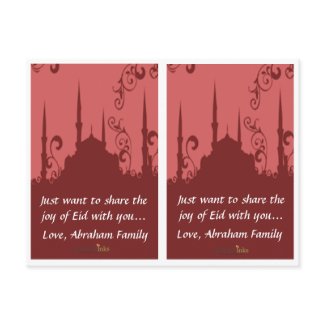 Burgundy Swirl Mosque Duo Tags postcard