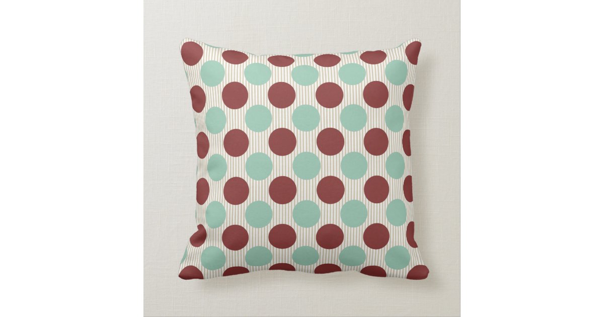 Burgundy & Teal Dots Throw Pillow Zazzle