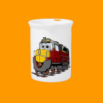 Burgundy Train Engine Cartoon pitchers