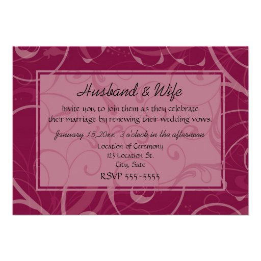 Burgundy Vow Renewal Ceremony Invitation Card