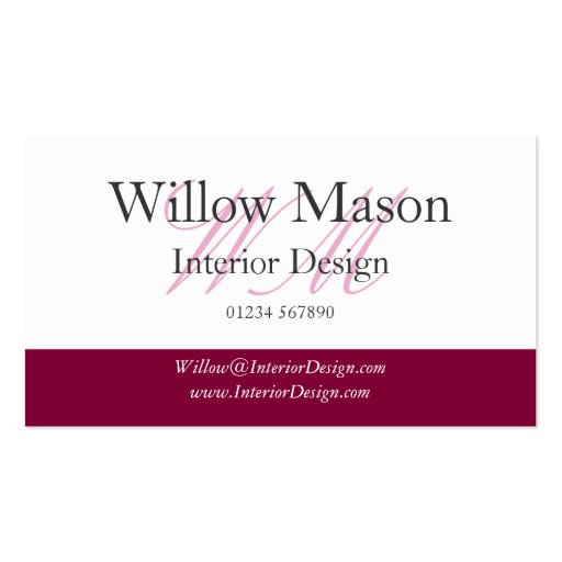 Burgundy & White Professional Business Card (front side)