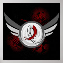 Burgundy White Ribbon Wings Head Neck Cancer Print
