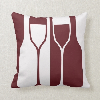 Burgundy Wine Bottles Abstract Throw Pillow