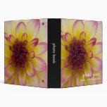 Burgundy, Yellow & White Dahlia 3 Ring Binder