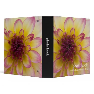 Burgundy, Yellow & White Dahlia 3 Ring Binder