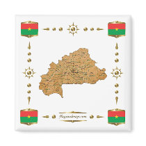 Burkina Faso Map + Flags Magnet