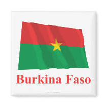 Burkina Faso Waving Flag with Name magnets