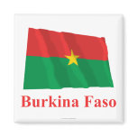 Burkina Faso Waving Flag with Name magnets