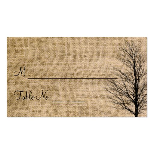 Burlap and Birch Posh Wedding Place Cards Business Card Template (front side)